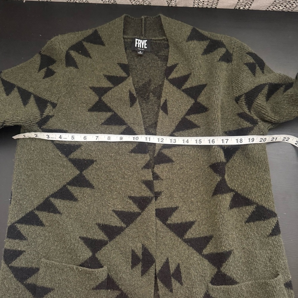 Frye Women's The Cozy Cardigan, Green (Burnt Olive Combo), Size S - Picture 8 of 11
